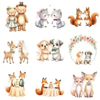 Cute Animal Wedding Clipart PNG - Extended License – Image 2