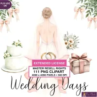 Wedding Day Elements Clipart PNG - Extended License – Image 1