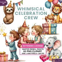 Celebration Kids and Animals Clipart PNG - Extended License – Image 1