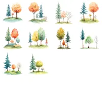 Colorful Fantasy Tree Clipart PNG - Extended License – Image 5