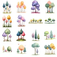 Colorful Fantasy Tree Clipart PNG - Extended License – Image 2