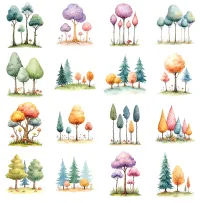 Colorful Fantasy Tree Clipart PNG - Extended License – Image 3