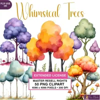 Colorful Fantasy Tree Clipart PNG - Extended License – Image 1
