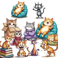 Playful Cat Clipart PNG - Extended License – Image 4