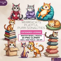 Playful Cat Clipart PNG - Extended License – Image 1