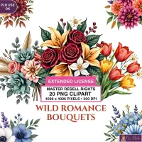 Floral Bouquet Clipart PNG - Extended License – Image 1