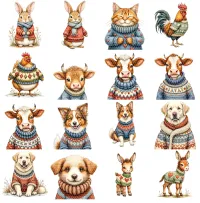 Winter Farm Animals Clipart PNG - Extended License – Image 2