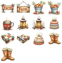 Winter Farm Animals Clipart PNG - Extended License – Image 4