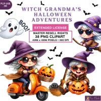 Halloween Grandma Clipart PNG - Extended License – Image 1