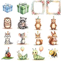 Woodland Party Animals Clipart PNG - Extended License – Image 3