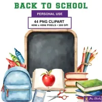 Back to School Supplies Clipart PNG - Personal Use License – Image 1