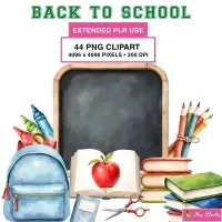 Back to School Supplies Clipart PNG - Extended License – Image 1