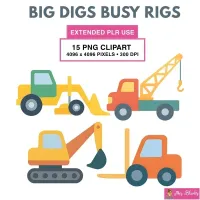 Construction Vehicles Clipart PNG - Extended License – Image 1
