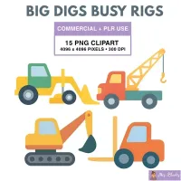 Construction Vehicles Clipart PNG - Commercial + PLR Use License – Image 1