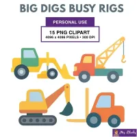 Construction Vehicles Clipart PNG - Personal Use License – Image 1