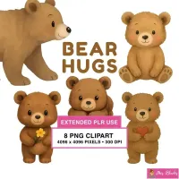 Cute Teddy Bear Clipart PNG - Extended License – Image 1