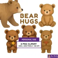 Cute Teddy Bear Clipart PNG - Personal Use License – Image 1