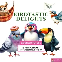Bird Party Clipart PNG - Extended License – Image 1