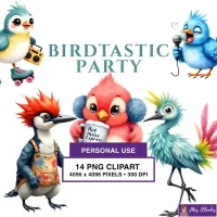 Bird Party Clipart PNG - Personal Use License – Image 1