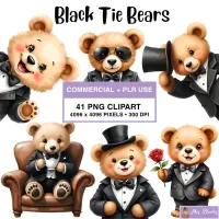 Formal Teddy Bear Clipart PNG - Commercial + PLR Use License – Image 1