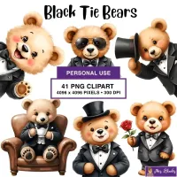 Formal Teddy Bear Clipart PNG - Personal Use License – Image 1