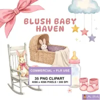 Blush Baby Nursery Clipart PNG - Commercial + PLR Use License – Image 1