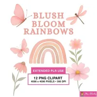 Blush Rainbow Floral Clipart PNG - Extended License – Image 1