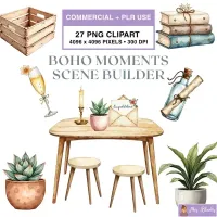 Boho Scene Builder Clipart PNG - Commercial + PLR Use License – Image 1