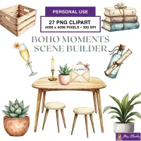 Boho Scene Builder Clipart PNG - Personal Use License – Image 1