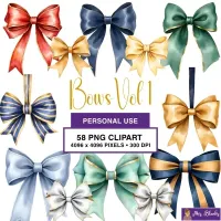 Decorative Bow Collection Clipart PNG - Personal Use License – Image 1