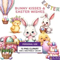 Easter Bunny Celebration Clipart PNG - Personal Use License – Image 1
