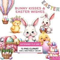Easter Bunny Celebration Clipart PNG - Extended License – Image 1