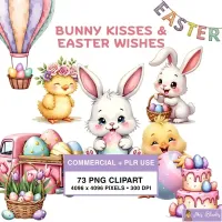 Easter Bunny Celebration Clipart PNG - Commercial + PLR Use License – Image 1
