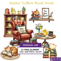 Cozy Book Nook Clipart PNG - Personal Use License – Image 1