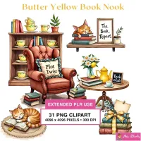 Cozy Book Nook Clipart PNG - Extended License – Image 1