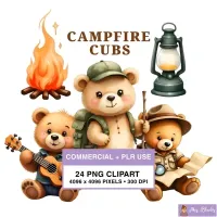 Camping Bear Clipart PNG - Commercial + PLR Use License  – Image 1