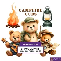 Camping Bear Clipart PNG - Personal Use License – Image 1