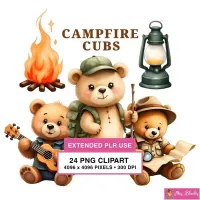 Camping Bear Clipart PNG - Extended License – Image 1