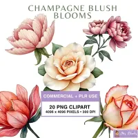 Floral Bloom Clipart PNG - Commercial + PLR Use License  – Image 1