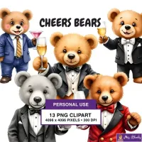 Formal Bear Celebration Clipart PNG - Personal Use License – Image 1