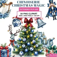 Chinoiserie Christmas Clipart PNG - Extended License – Image 1