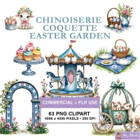 Easter Garden Clipart PNG - Commercial + PLR Use License License – Image 1