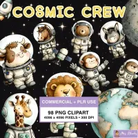 Space Animal Clipart PNG - Commercial + PLR Use License – Image 1