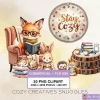 Cozy Animal Clipart PNG - Commercial + PLR Use License – Image 1