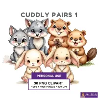 Cute Animal Friends Clipart PNG - Personal Use License – Image 1