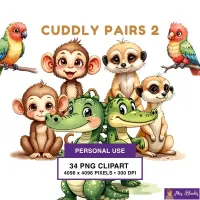 Cute Jungle Animals Clipart PNG - Personal Use License – Image 1