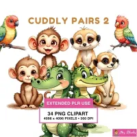Cute Jungle Animals Clipart PNG - Extended License – Image 1