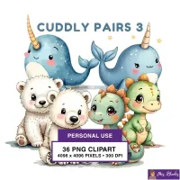 Cute Fantasy Animals Clipart PNG - Personal Use License – Image 1