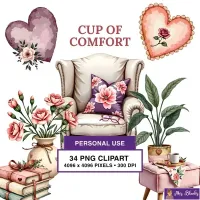 Cozy Comfort Decor Clipart PNG - Personal Use License – Image 1