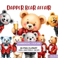Formal Bear Party Clipart PNG - Commercial + PLR Use License – Image 1